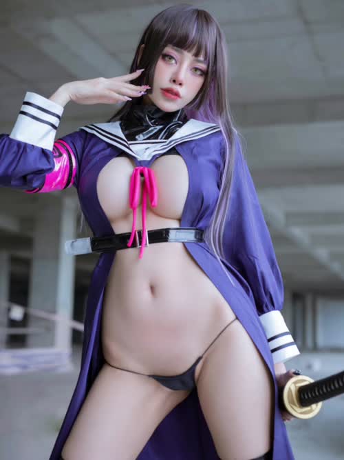 Leaked sexy cosplay images of Byoru, also known as Hoang Vy, showcasing her sensual and alluring style in naughty poses.