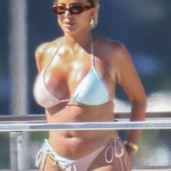 Larsa Pippen leaked photos in sexy baby pink and blue string bikini